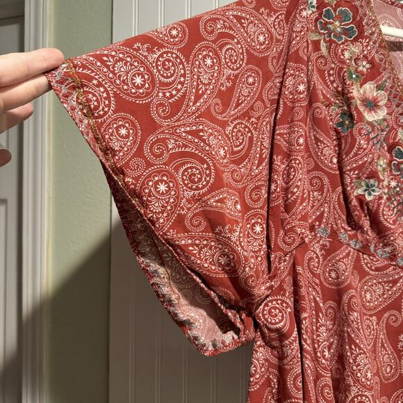 Savanna Jane Embroidered Boho Top Western Paisley Floral Oversized Sleeves 2X - Picture 4 of 8